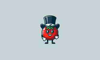 Vector character tomato wearing hat vector illustration mascot design