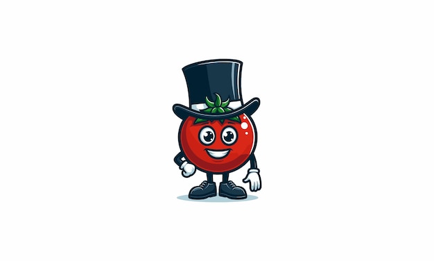 Vector character tomato wearing hat vector illustration mascot design