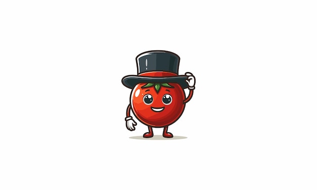 Vector character tomato wearing hat vector illustration mascot design