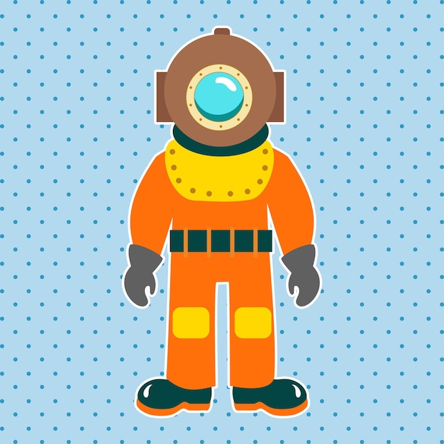 Character for training diver Cartoon vector illustration