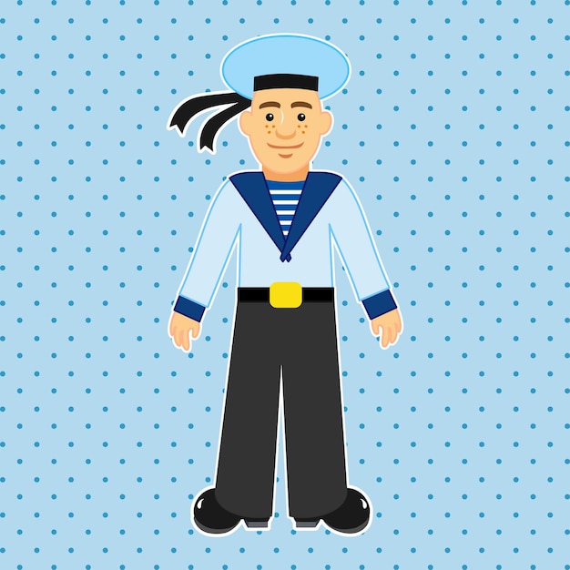 Character for training Sailor in Russian naval military uniform Cartoon vector illustration