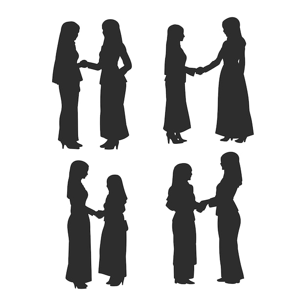 Character of two hijab business women shake hand