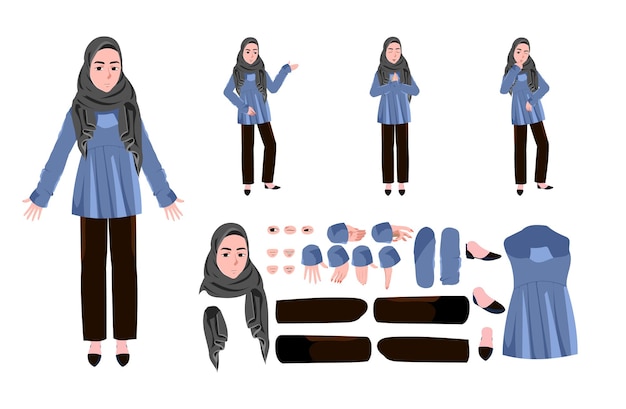 Vector character vector muslim hijab