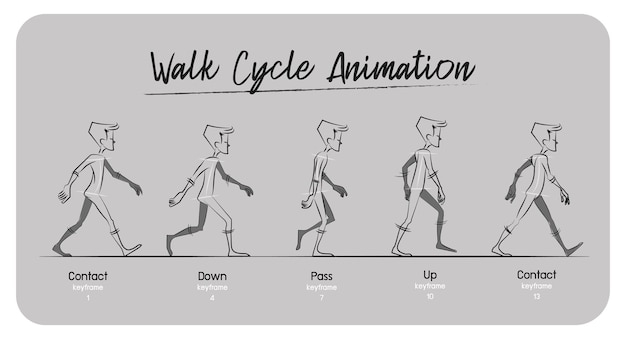 character walk and run cycle on keyframe step by step.