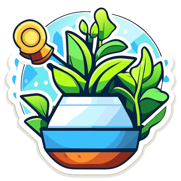 A character watering plants from a watering can vector illustration isolated on a white background