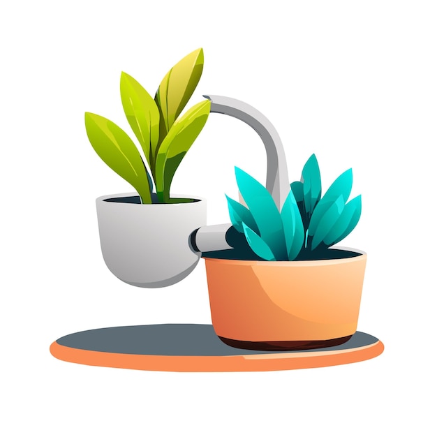 A character watering plants from a watering can vector illustration isolated on a white background