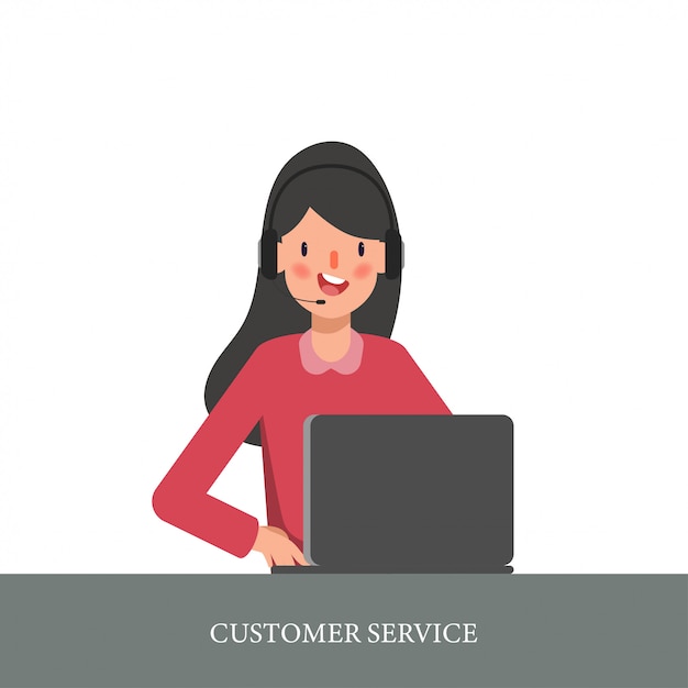 Character woman in call center or customer service.