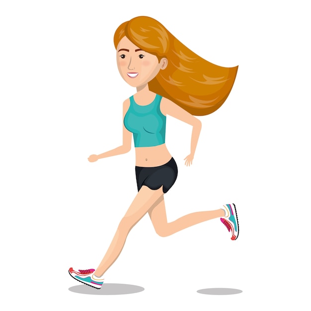 Vector character woman running sport icon