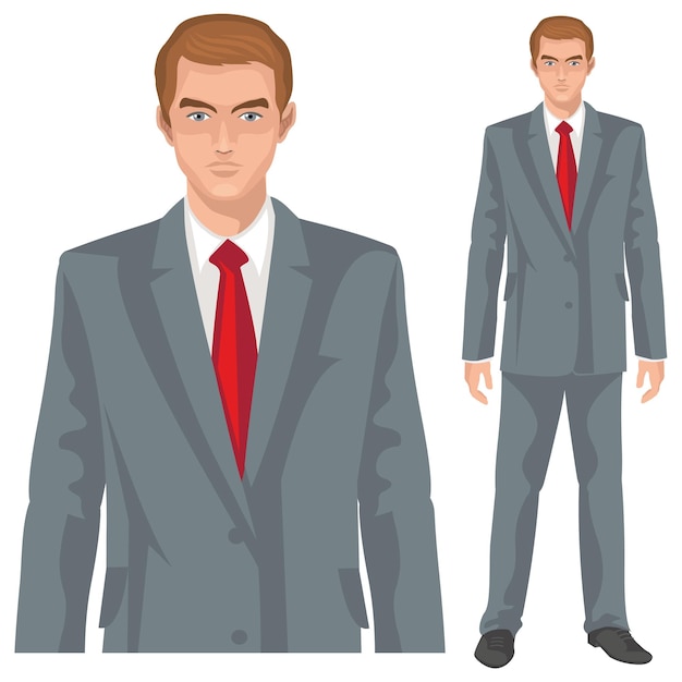 Vector character young businessman flat illustration