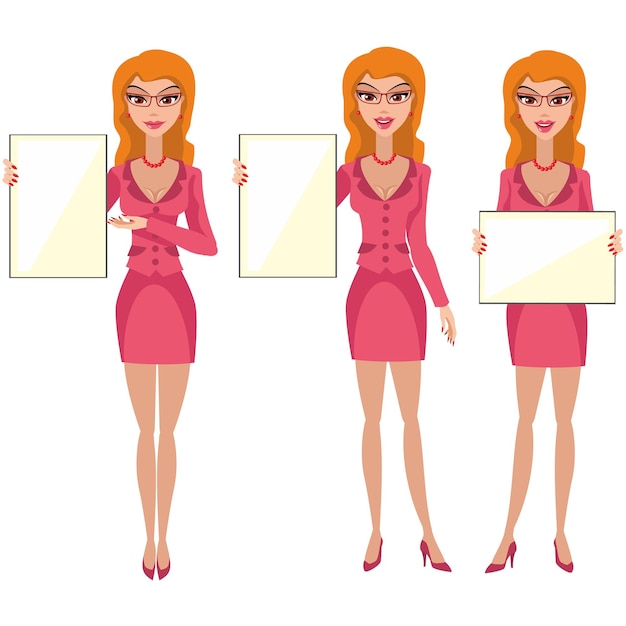 Vector character young businesswoman flat illustration