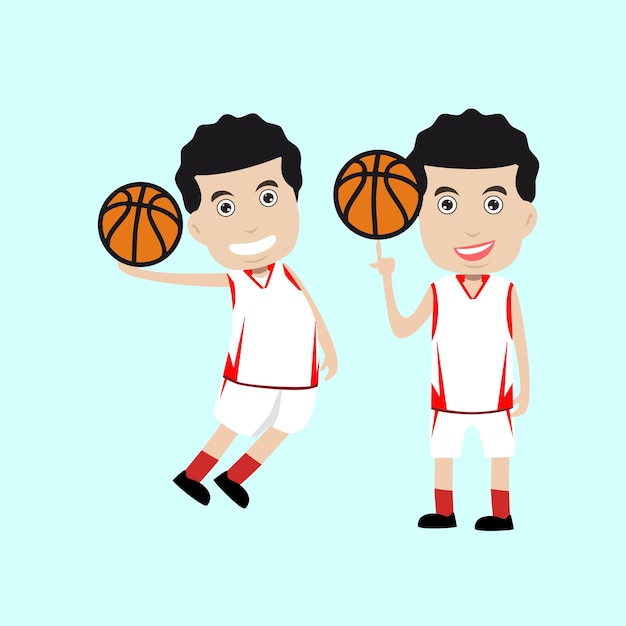 Characterdesign set basketbal speler sportman platte ontwerp stijl minimale vectorillustratie