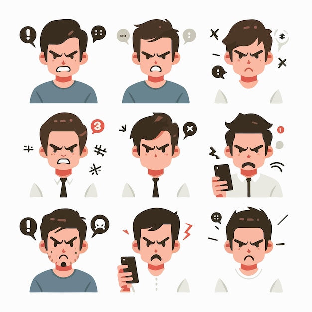 Vector characters collection of angry people