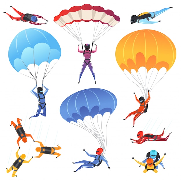 Набор символов для парапланеризма и прыжков с парашютом