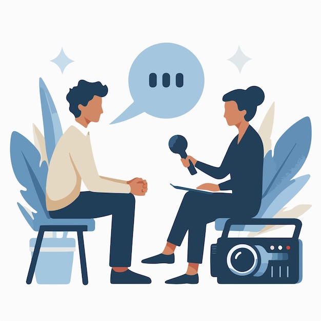 Vector characters of people being interviewed with a simple and minimalist flat design style