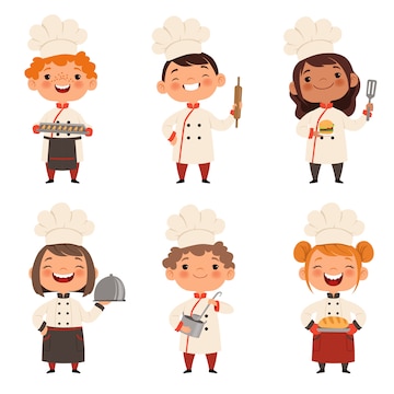 Premium Vector  Characters set of children cooks