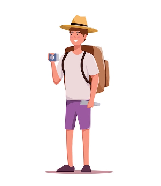 Vector characters tourists traveling people vector illustration