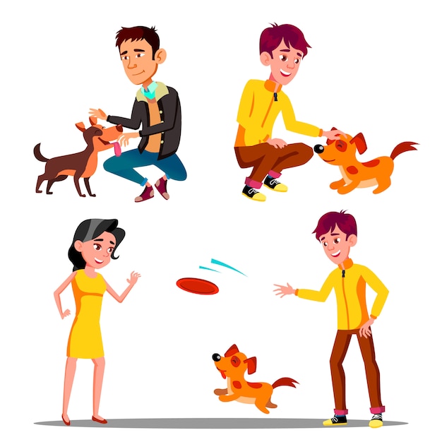 Characters Walking With Domestic Animal