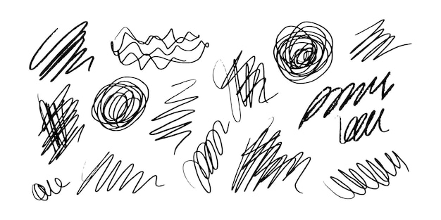 Vector charcoal hand drawn texture scribble marker and ink doodles vector illustration of lines waves