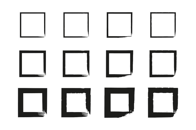 Угольная ручка прямоугольник границы Grunge квадрат и прямоугольные рамки Ручно нарисованный doodle grunge квадрат