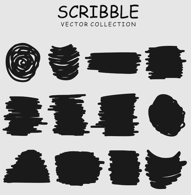 Charcoal pencil curly lines and squiggles Scribble brush strokes vector set Hand drawn marker