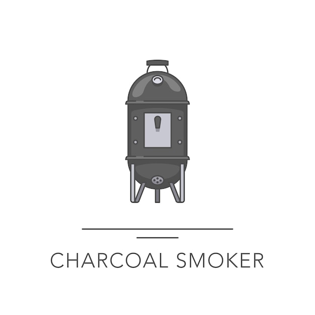 Charcoal smoker outline colorful vector illustration