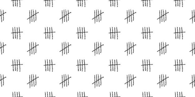 Charcoal tally marks seamless pattern Day counting signs on prison wall