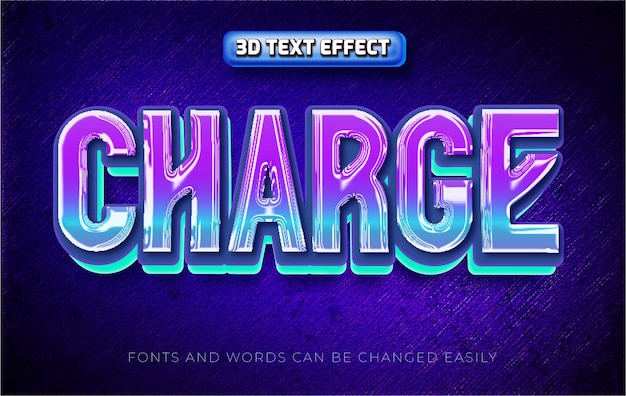 Vector charge blue 3d editable text effect style