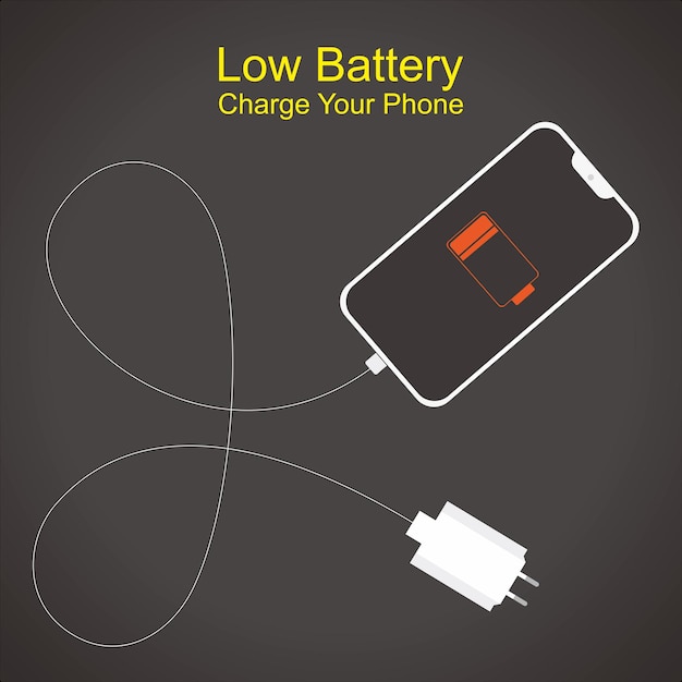 charge smartphone low battery icob vector