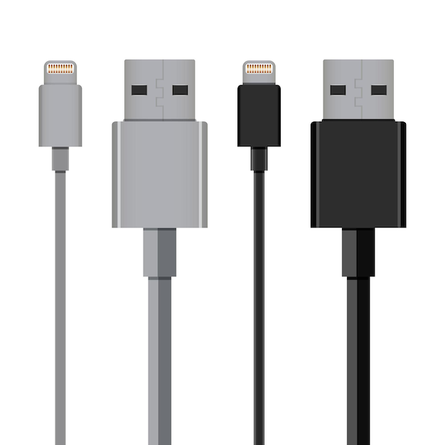 Кабель зарядного устройства для смартфона на белом фоне