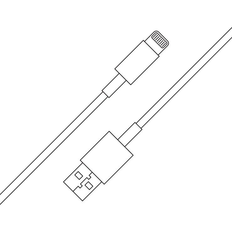 Vector charging cable wires with lightning and usba ports outline vector image on a white background