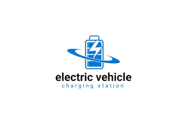 電気自動車の充電。電気自動車のロゴ道路標識テンプレート。