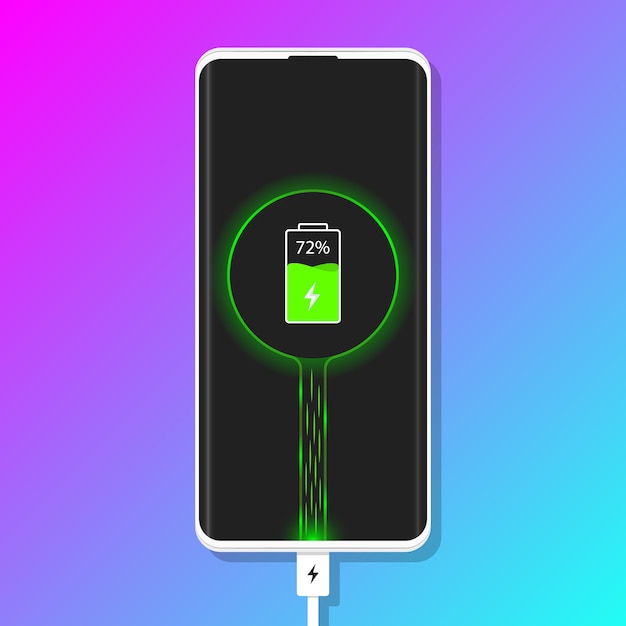 Vector charging phone. plugged phone vector illustration