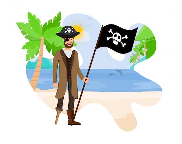 Charismatic Pirate Captain Vector Illustration