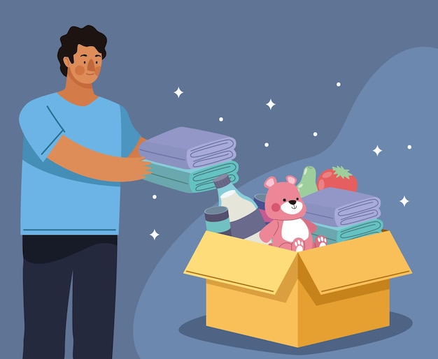 charitable man lifting donations