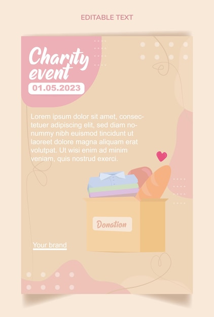 ベクトル チャリティーイベントの編集可能なテンプレート