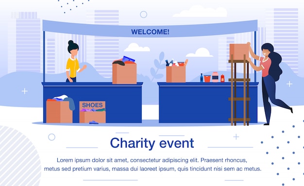 Vector charity event or fair flat banner template