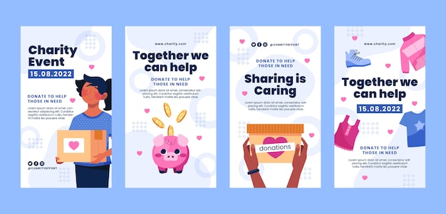 Vector charity event instagram stories template design