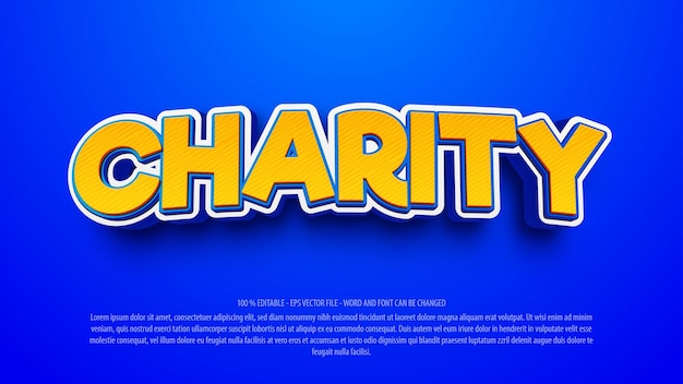 Vector charity fun style editable text effect