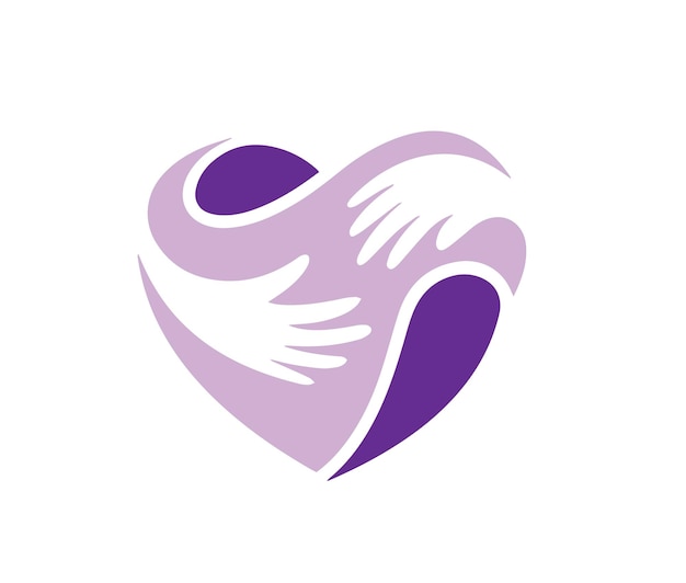 Vector charity logo helping hand with hearth