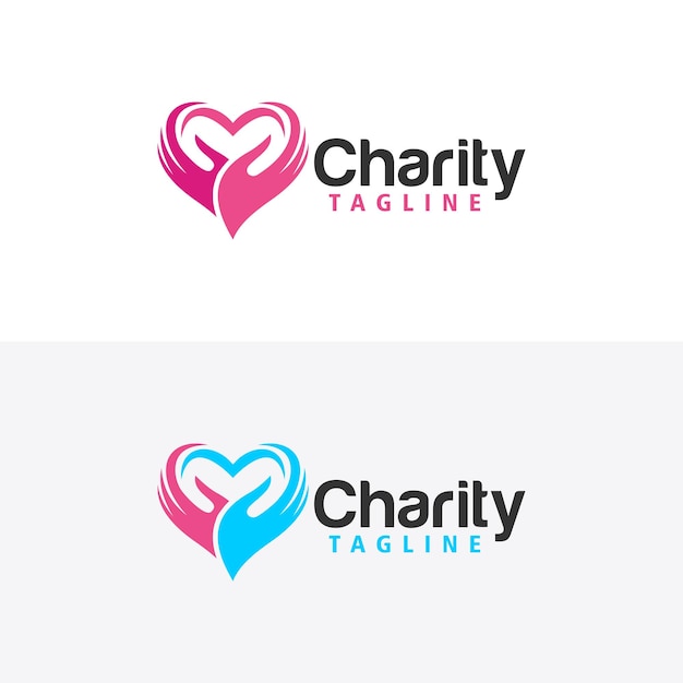 Вектор значка логотипа благотворительности изолирован рукой и иллюстрацией любви
