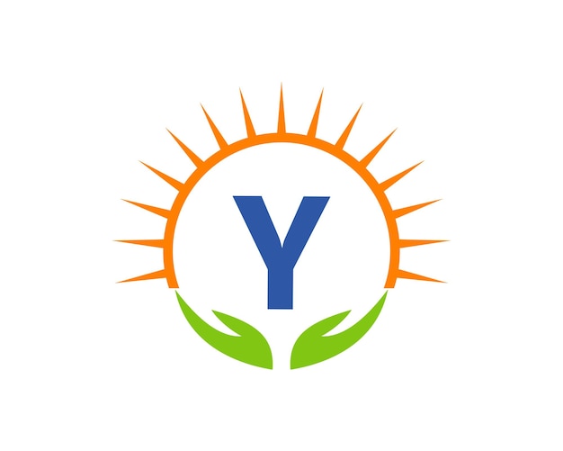 Charity Logo With Hand Sun And Y Letter Concept Letter Y Charity Logo Template Donation