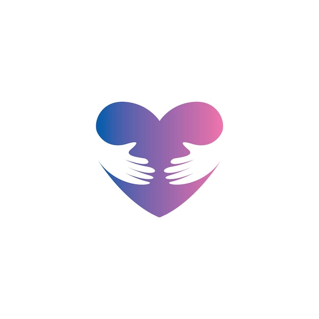 Charity logo with love and hand design