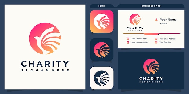 Charity logo with modern concept for business premium vector
