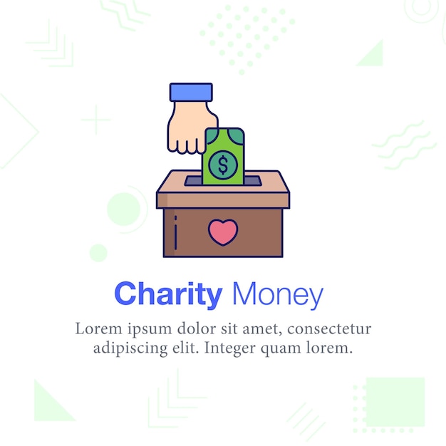 Vector charity money box vector icon illustration