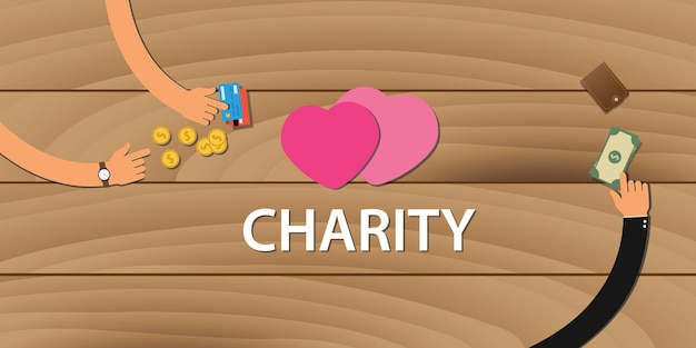 Charity money donation coin and credit card