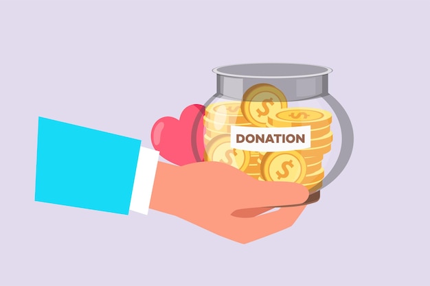 Vector charity support and donation concept colored flat vector illustration isolated