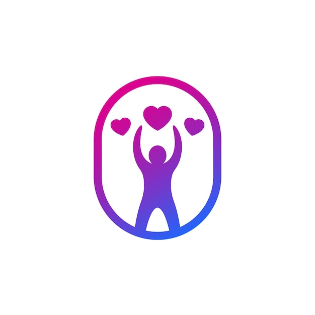 Charity vector logo with man and hearts