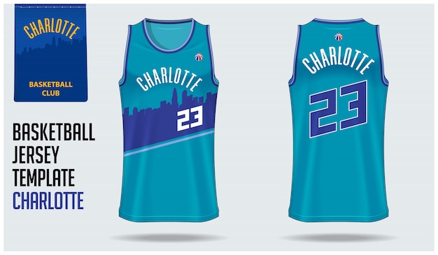 Charlotte basketbal jersey sjabloonontwerp