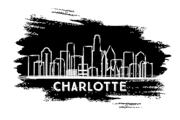 Charlotte North Carolina Usa City Skyline van silhouet Hand getrokken schets