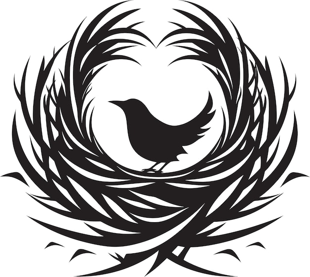 The charm of black avian nest logo elegant nesting noir bird nest symbol